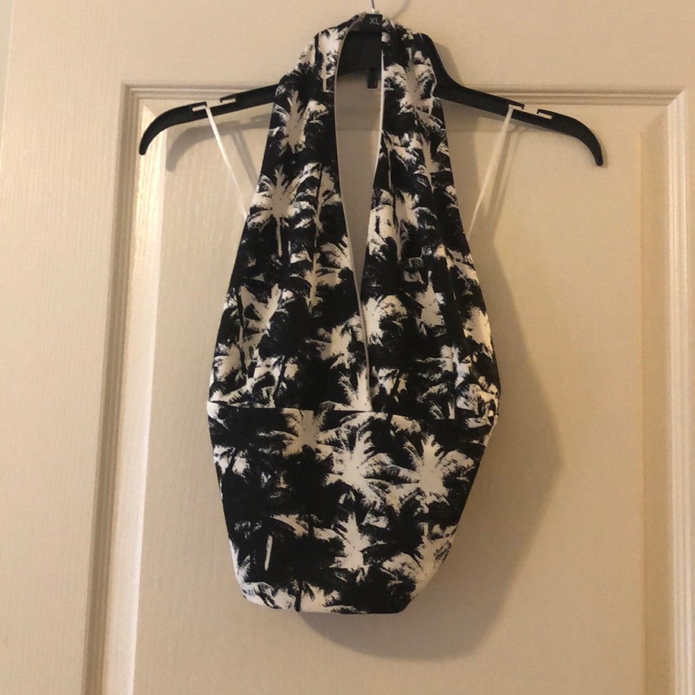 Guess B&W tropical vibes reversible halter top